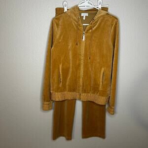 Escada sport gold 2 piece velour with rhinestone track suit size S